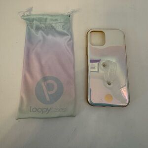Loopy Case Iridescent Phone Case with Loop - White and Gold